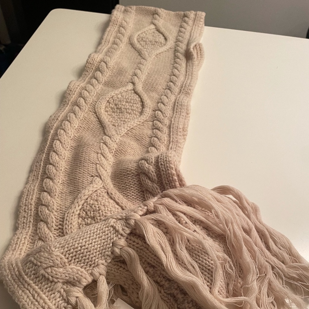 ISABEL MARANT SCARF - OFF WHITE BLOW CABLE FRINGE